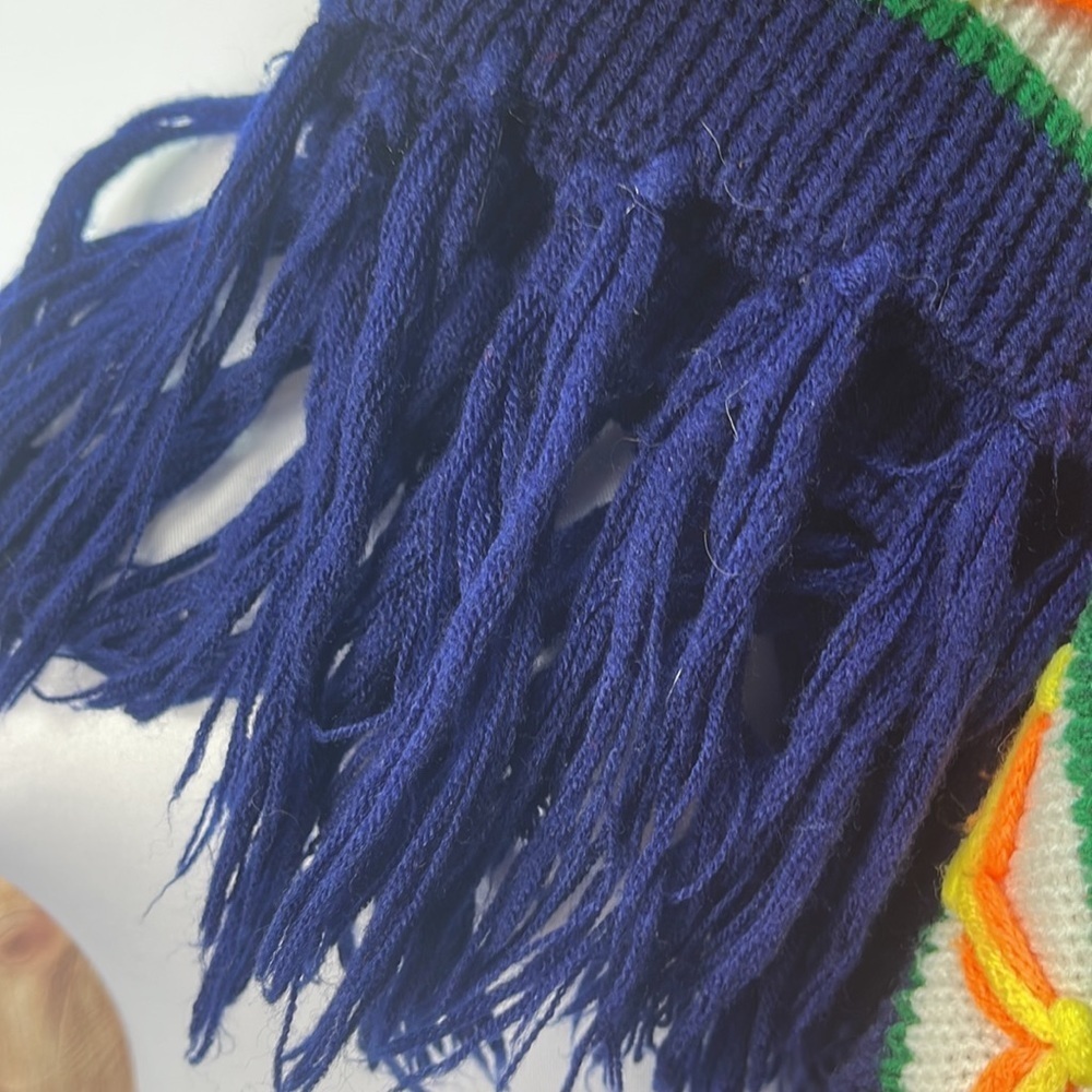 Miss Erika Inc Navy multi colored striped boho sweater poncho - Picture 10 of 14